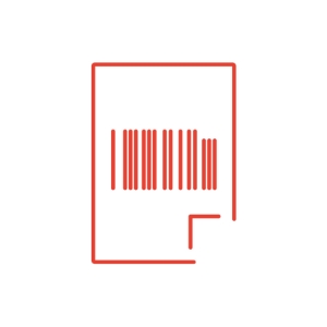 Illustration eines Barcodes auf einem Zettel in rot