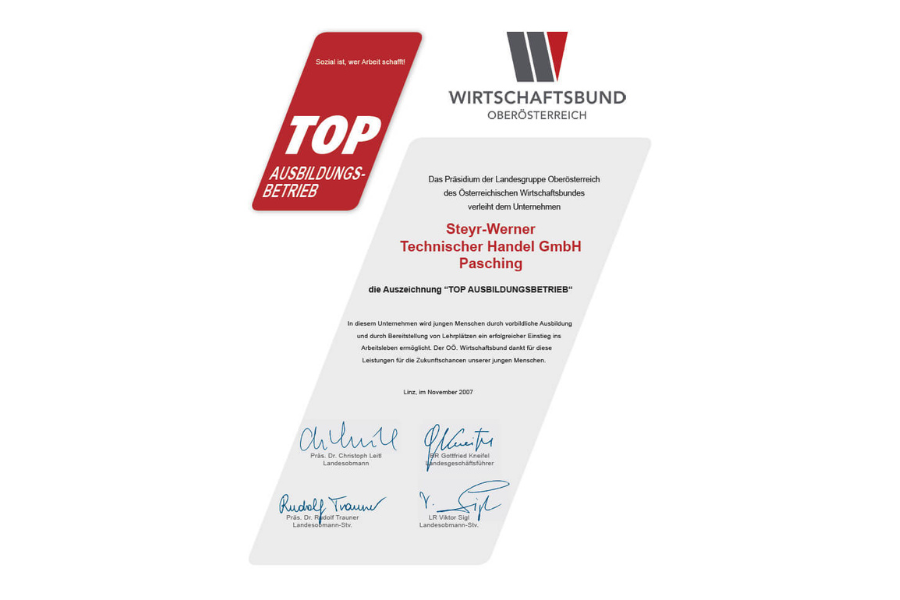 Auszeichnung: Top Ausbildungsbetreib 